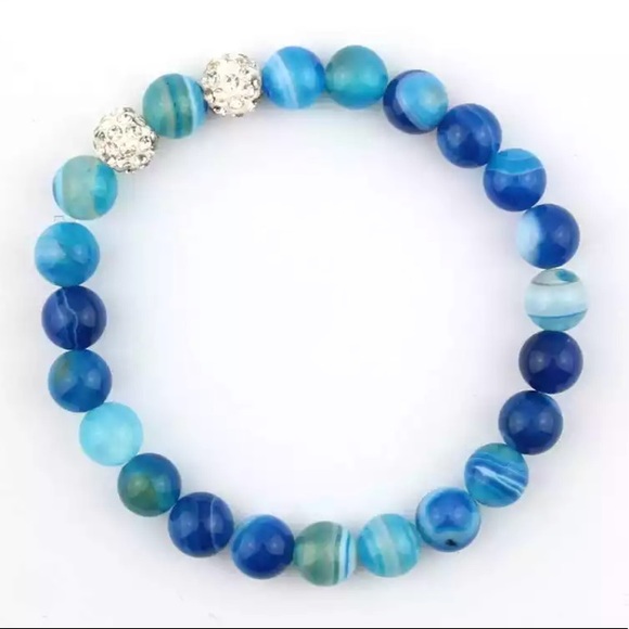 NEW!💙💎BLUE STRIPED AGATE!💎💙BLING! 1 BRACELET!! - Picture 3 of 8
